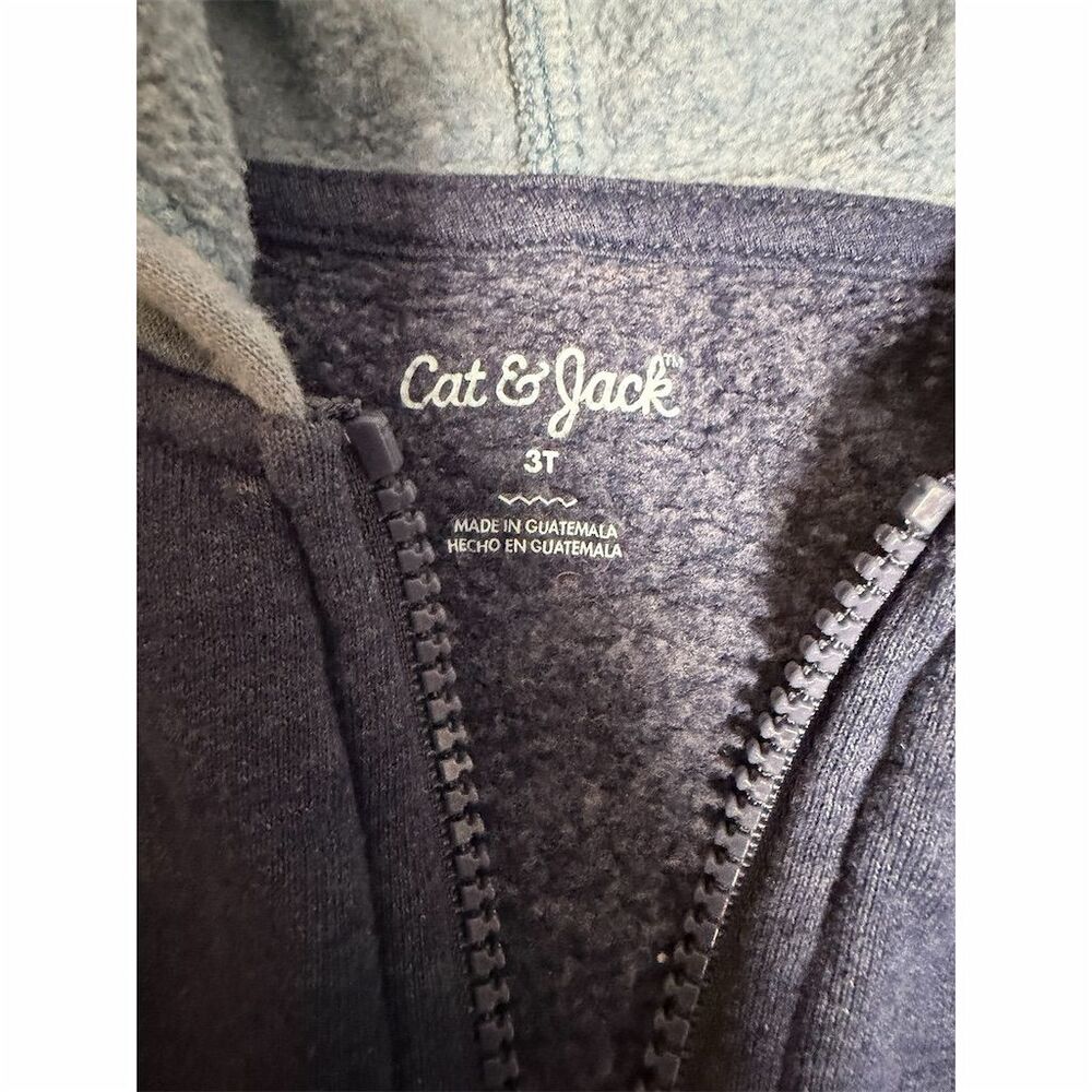 Cat & Jack Boys' Blue Fleece Zip Hoodie Sweatshirt Size 3T - Picture 5 of 5